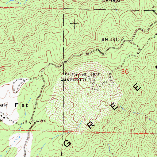 Topographic Map of Oak Flat Lookout, CA