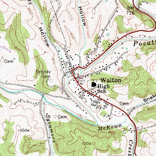 Topographic Map of Walton Public Library, WV