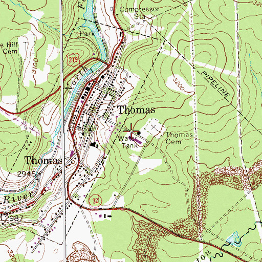 Topographic Map of Mountaintop Public Library, WV