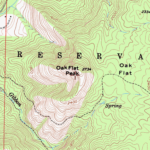 Topographic Map of Oak Flat Peak, CA