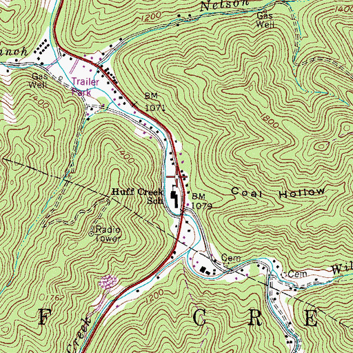 Topographic Map of Hanover Public Library, WV