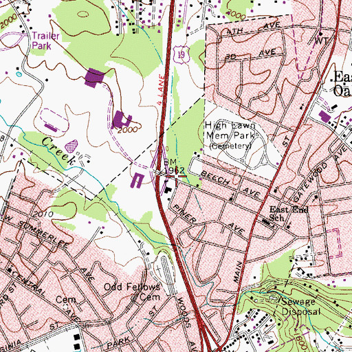 Topographic Map of New River Gorge Convention & Visitors Bureau, WV
