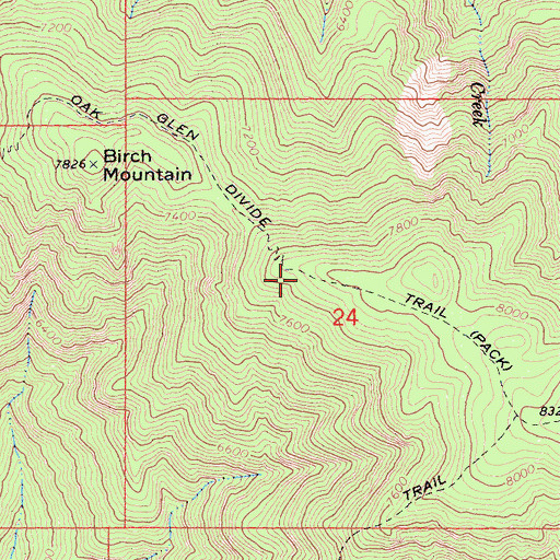 Topographic Map of Oak Glen Divide Trail, CA