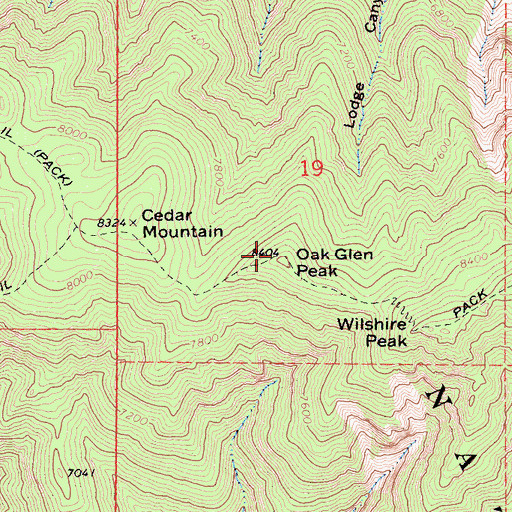 Topographic Map of Oak Glen Peak, CA