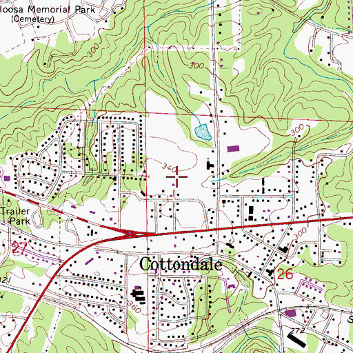 Topographic Map of Cottondale Census Designated Place, AL