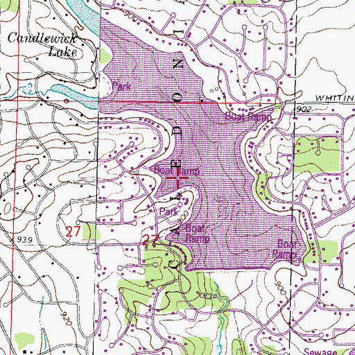Topographic Map of Candlewick Lake Census Designated Place, IL