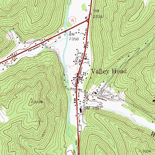 Topographic Map of Valley Head Volunteer Fire Department-Station 2, WV