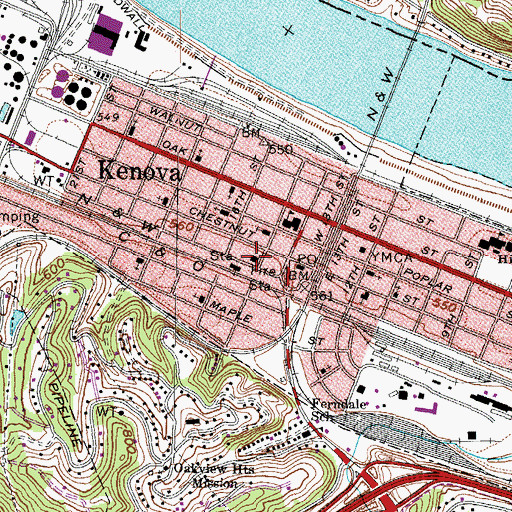 Topographic Map of Kenova Fire Department, WV