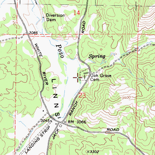 Topographic Map of Oak Grove Cemetery, CA