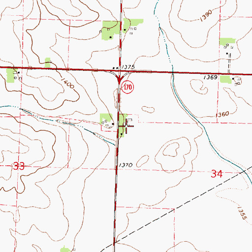 Topographic Map of Kirksey Farms, IA