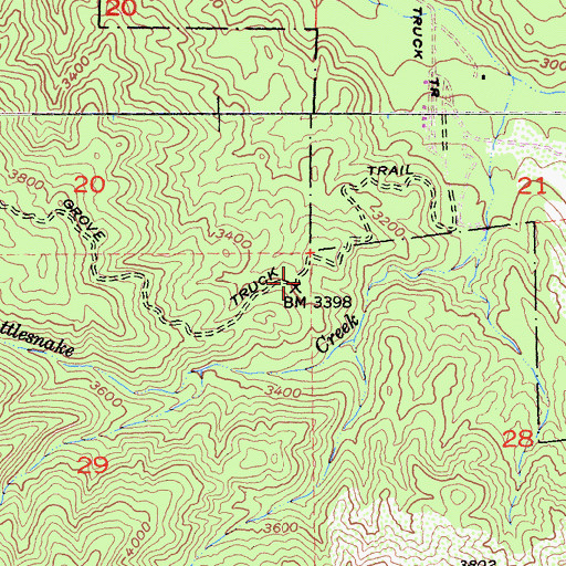 Topographic Map of Oak Grove Truck Trail, CA