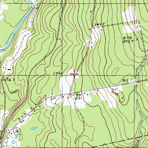 Topographic Map of Baker Cemetery, ME