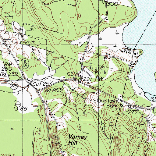 Topographic Map of City Cemetery, ME