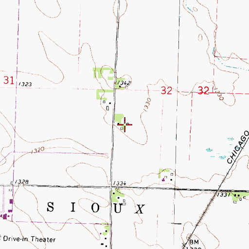 Topographic Map of Twin Oaks Farm, IA