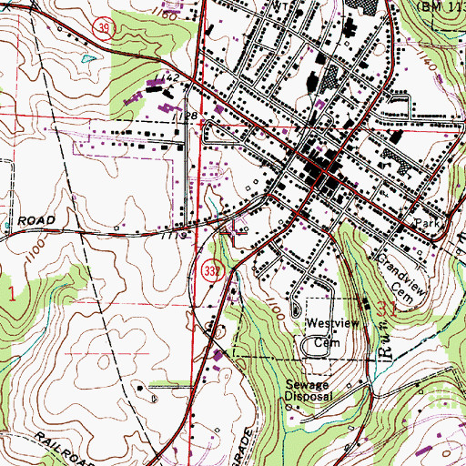 Topographic Map of Hills Trailer Court, OH