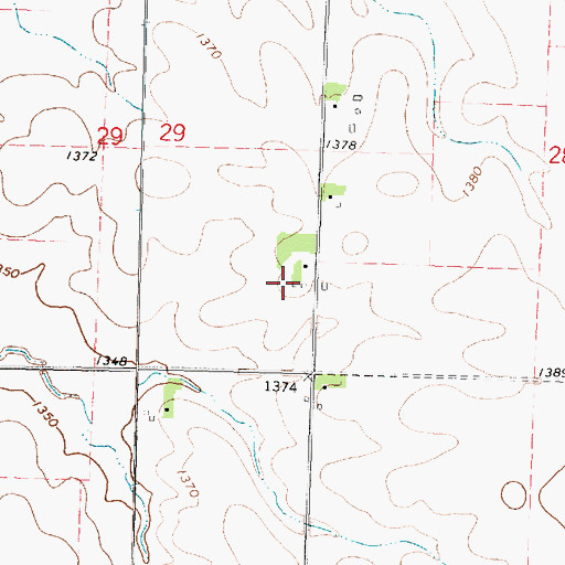 Topographic Map of Rusk Farms, IA