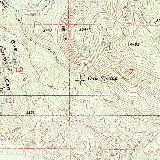 Topographic Map of Oak Spring, CA