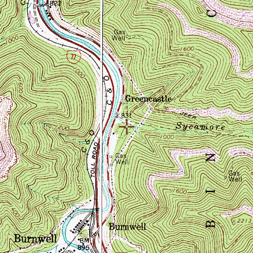 Topographic Map of Greencastle Cemetery, WV