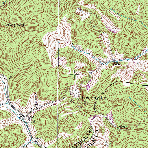 Topographic Map of Browning Gap Cemetery, WV