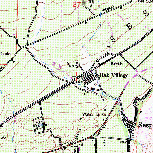 Topographic Map of Oak Village, CA