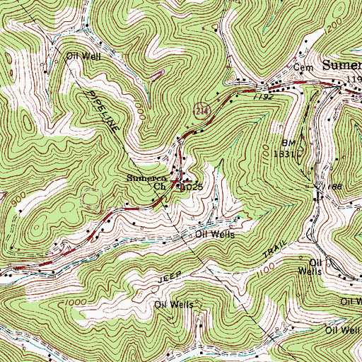 Topographic Map of Orchard Hill Memorial Gardens, WV