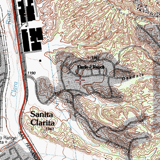 Topographic Map of Oakdale Canyon, CA
