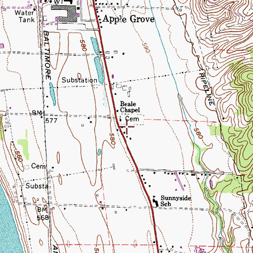 Topographic Map of Apple Grove Memorial Gardens, WV