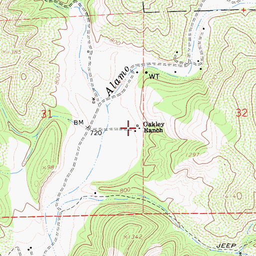 Topographic Map of Oakley Ranch, CA