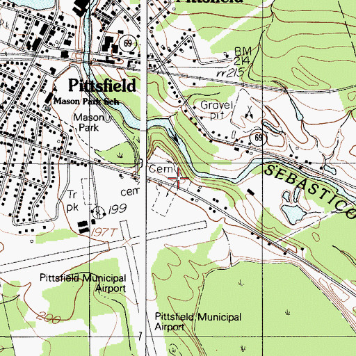 Topographic Map of Village Cemetery, ME