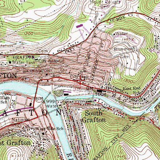 Topographic Map of Grafton Police Department, WV