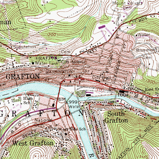 Topographic Map of Taylor County Sheriff's Office, WV