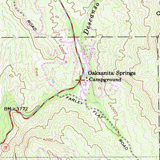 Topographic Map of Oakzanita Springs Campground, CA