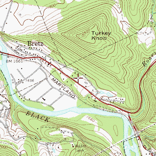 Topographic Map of West Virginia State Police Troop 3 - Parsons Detachment, WV