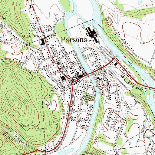 Topographic Map of Tucker County Sheriff's Office, WV