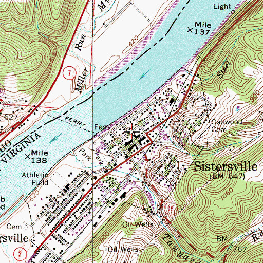 Topographic Map of Sistersville Police Department, WV