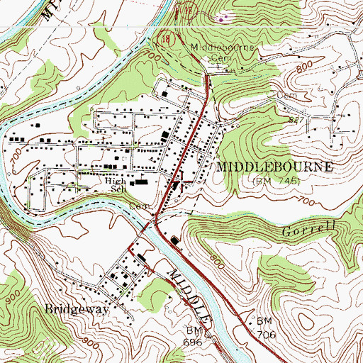 Topographic Map of Tyler County Sheriff's Office, WV
