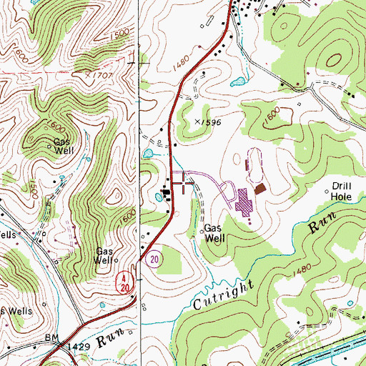Topographic Map of West Virginia State Police Troop 3 - Buckhannon Detachment, WV
