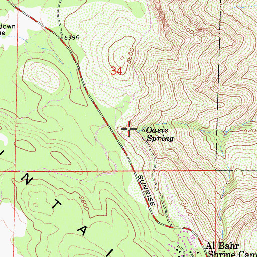 Topographic Map of Oasis Spring, CA