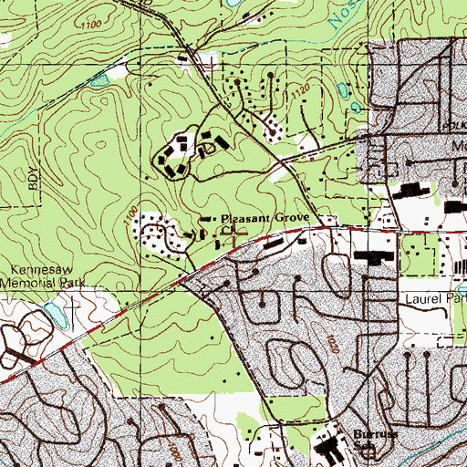 Topographic Map of Living Water Ministries Church of God in Christ, GA