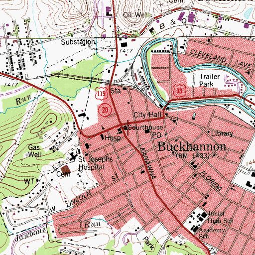 Topographic Map of Upshur County Sheriff's Office, WV