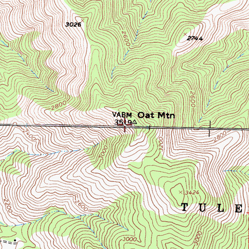 Topographic Map of Oat Mountain, CA