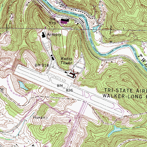 Topographic Map of Huntington Tri State Airport Police Department, WV