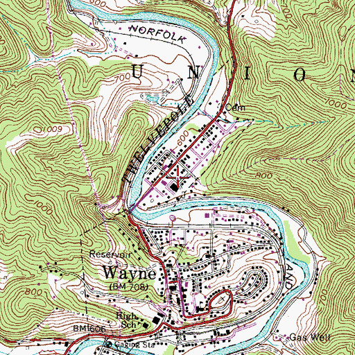Topographic Map of West Virginia State Police Troop 5 - Wayne Detachment, WV