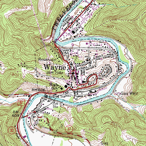 Topographic Map of Wayne County Sheriff's Office, WV