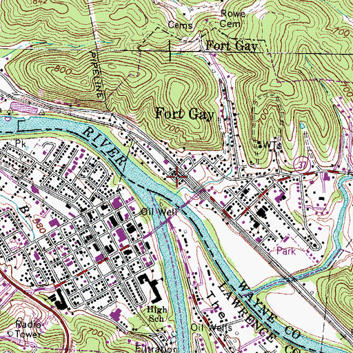 Topographic Map of Fort Gay Police Department, WV