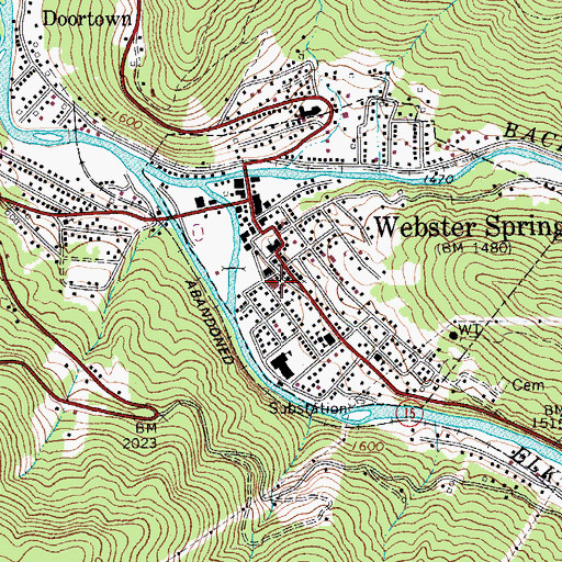 Topographic Map of Webster Springs Police Department, WV