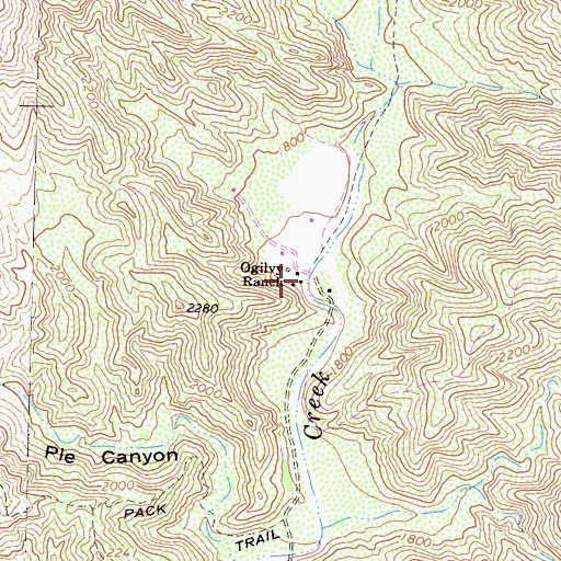 Topographic Map of Ogilvy Ranch, CA