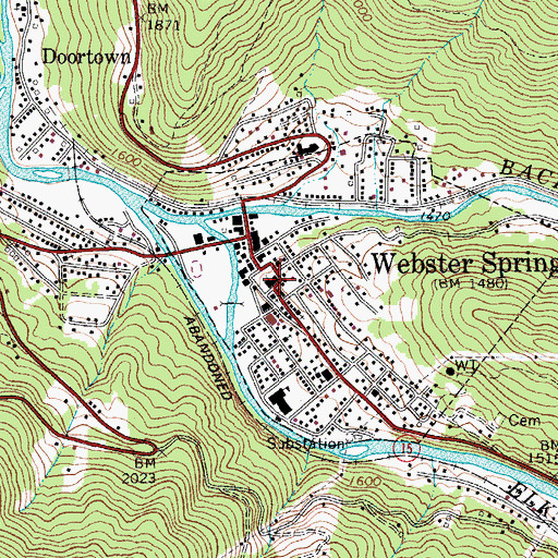 Topographic Map of Webster County Sheriff's Office, WV