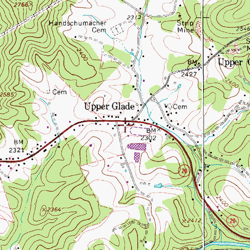 Topographic Map of West Virginia State Police Troop 3 - Webster Springs Detachment, WV