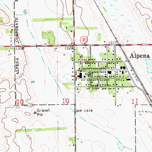 Topographic Map of Alpena Community Center, SD